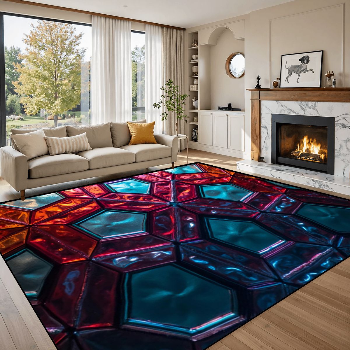Chromatic Cubes Rug: Modern Geometric Area Rug - Rugs & Mats - VibVie