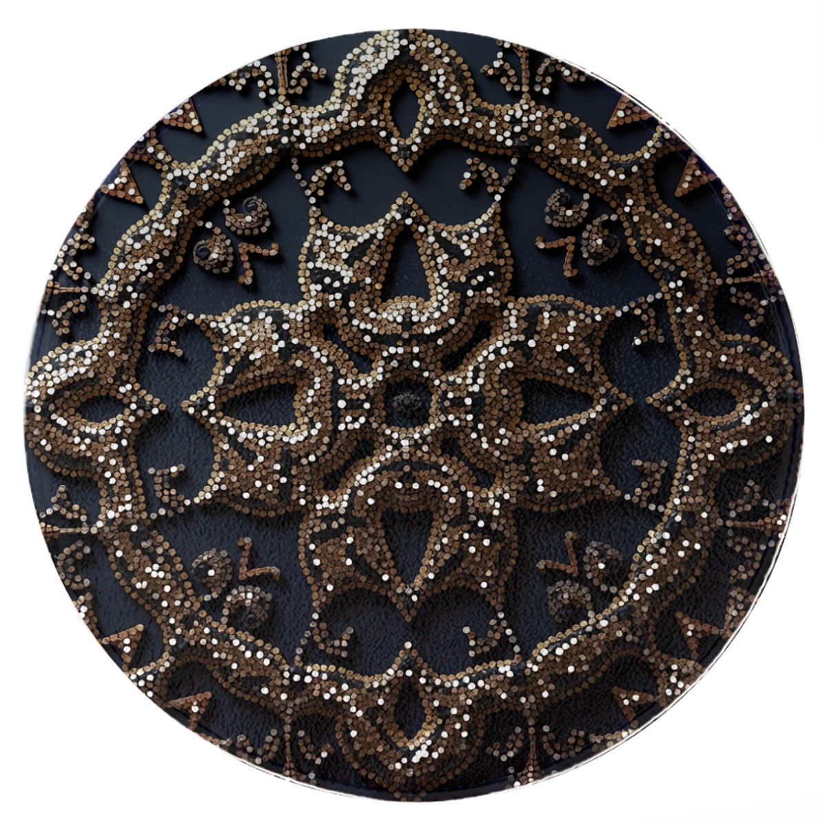 Sequin Medallion Round Rug: Glamorous Gold & Black Bohemian Accent - Area Rug - VibVie