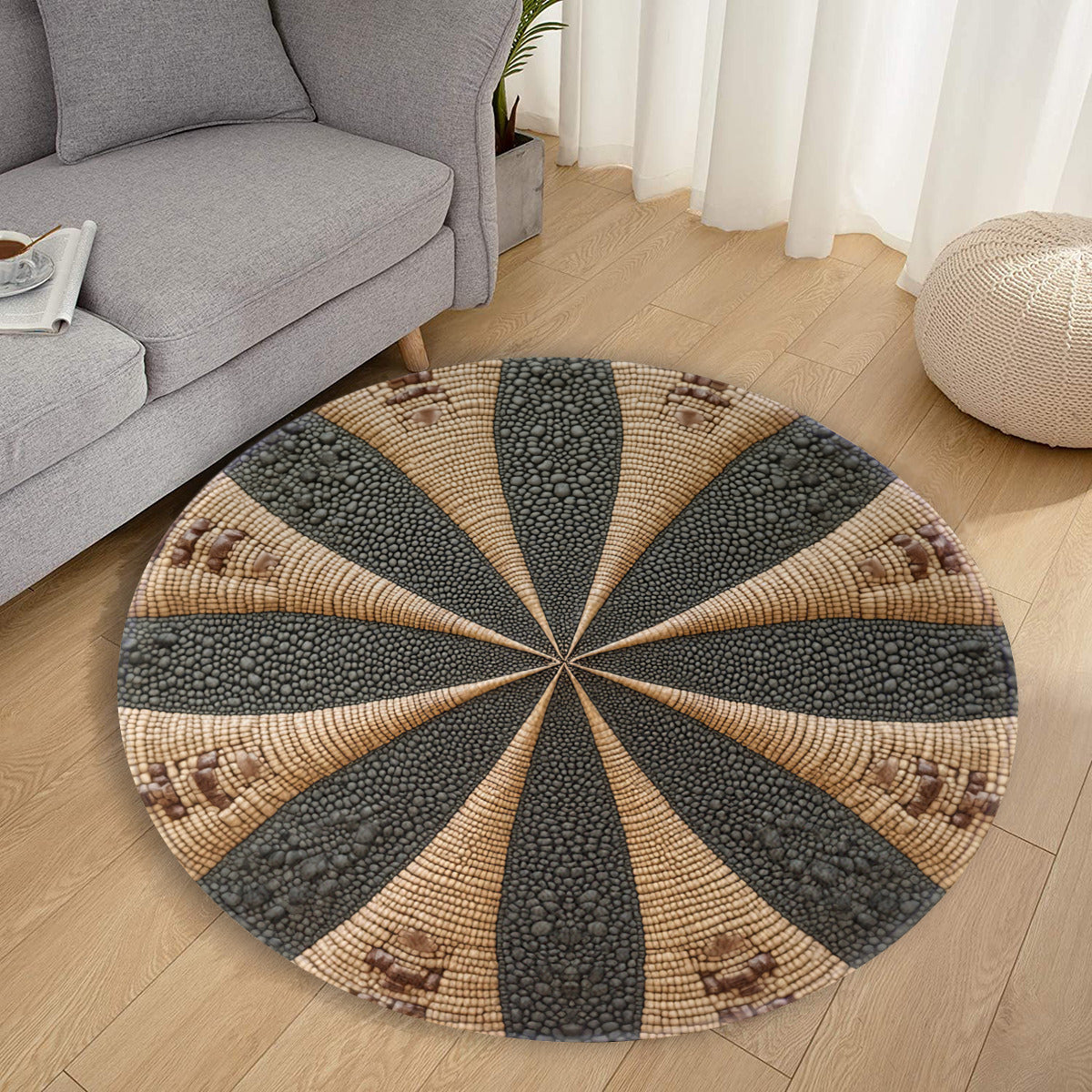 "Earthstone Round Rug – Organic Textured Non-Slip Accent Rug - Jurassic Park Inspired" - Area Rug - VibVie Rug