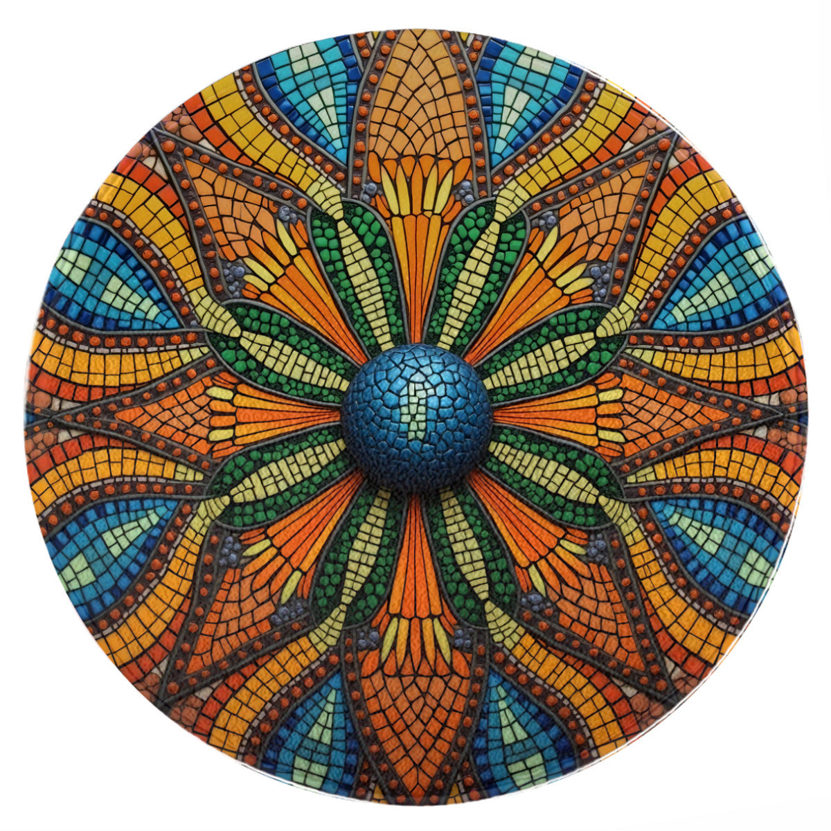 "Prehistoric Mosaic Bloom Round Rug – Vibrant Fossil Pattern Rug - Jurassic Park" - Area Rug - VibVie Rug