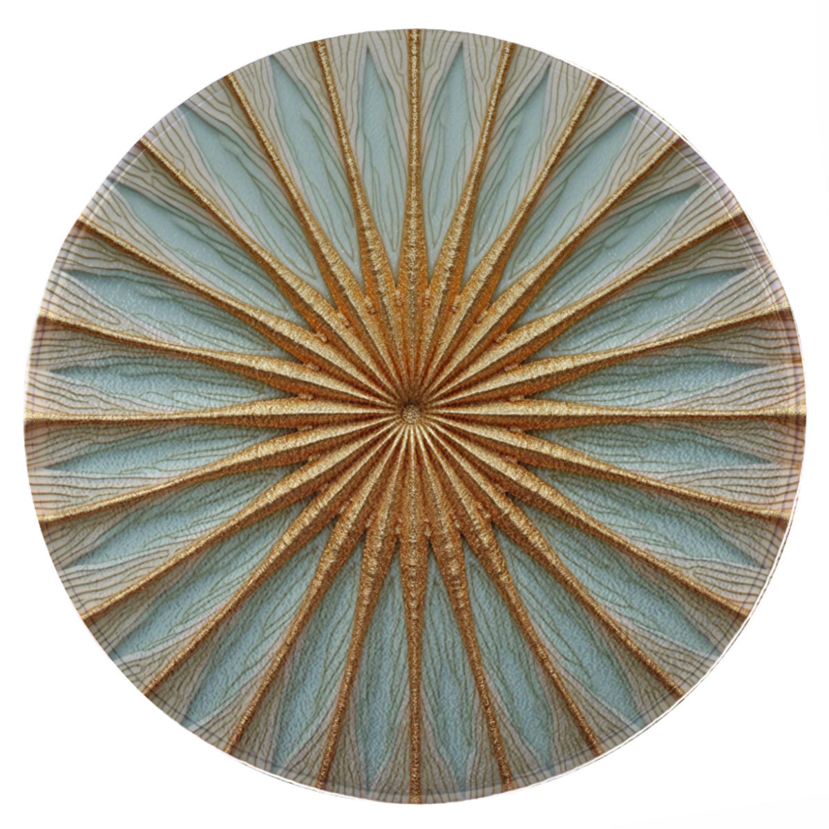 Starburst Round Rug: Modern Blue & Gold Geometric Accent - Area Rug - VibVie