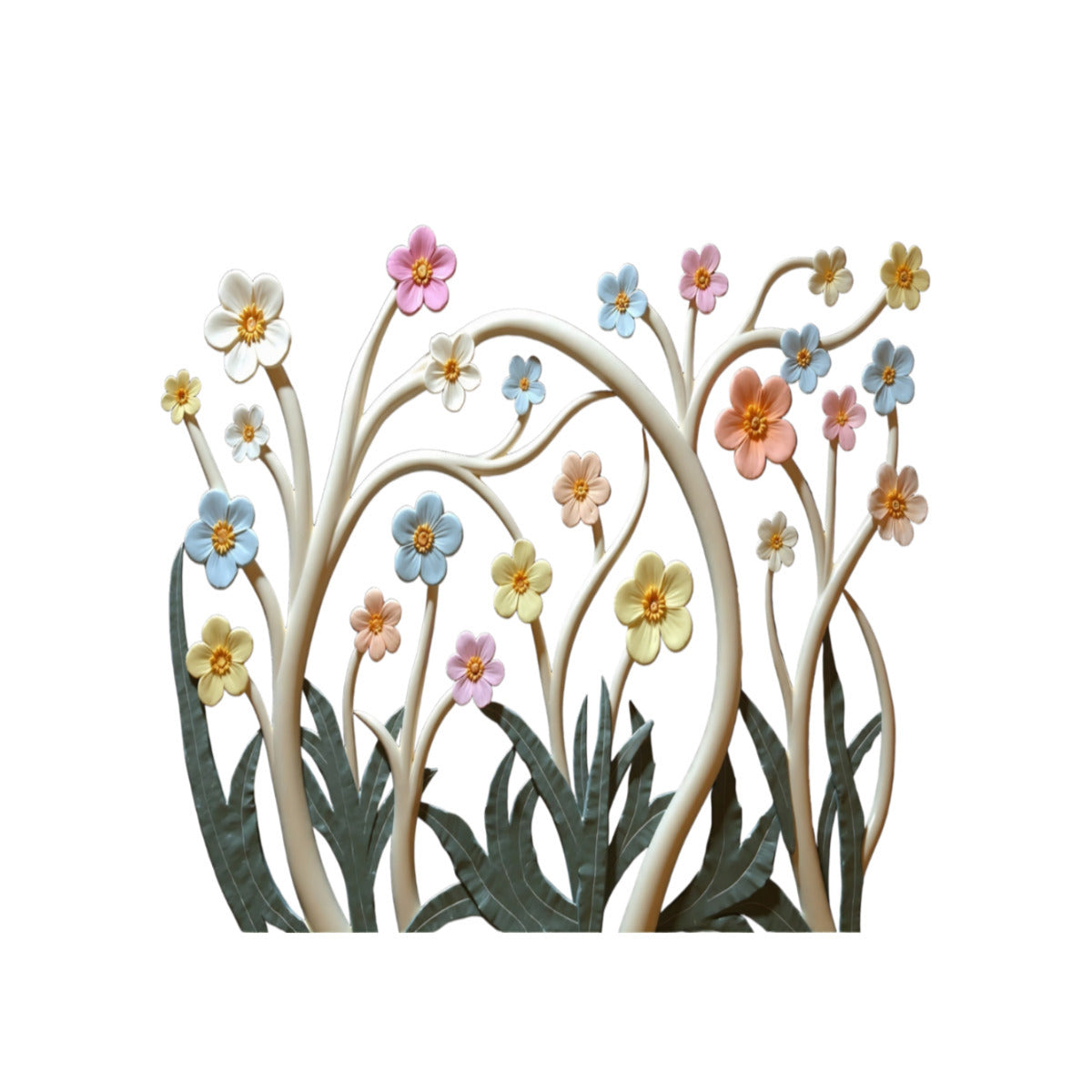 Whimsical Bloom Tree Wall Art - 3D Floral Decor for Nursery or Kids Room - Iron Painting - VibVie