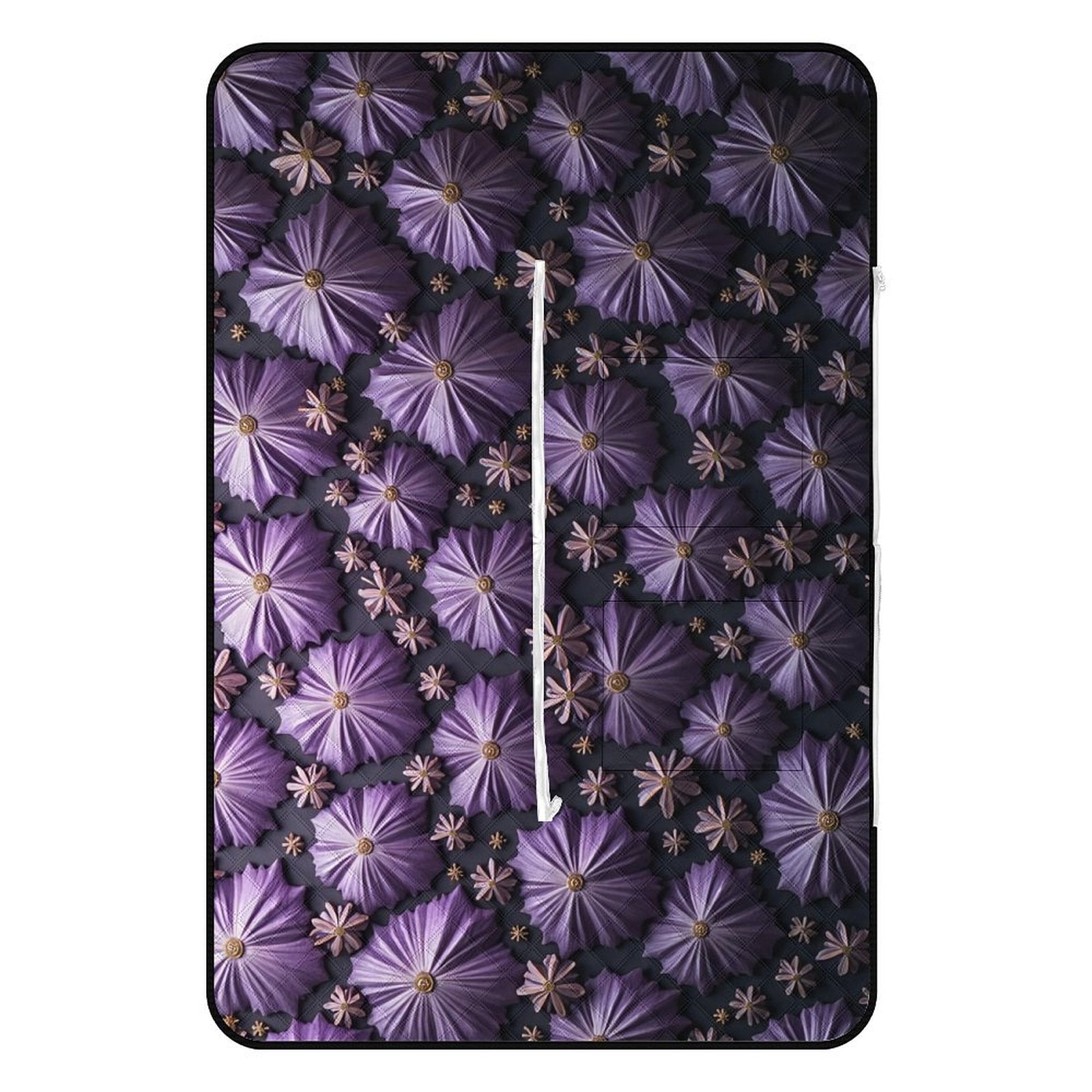Purple Reign Picnic Blanket Bag - Elegant Floral Convertible Mat