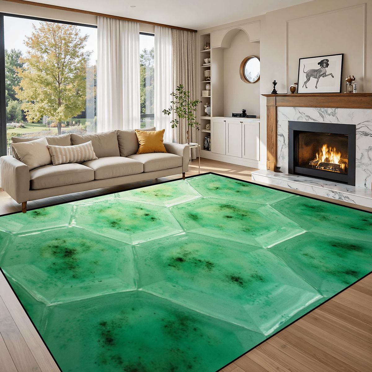 Luminous Green Abstract Accent Rug - Rugs & Mats - VibVie