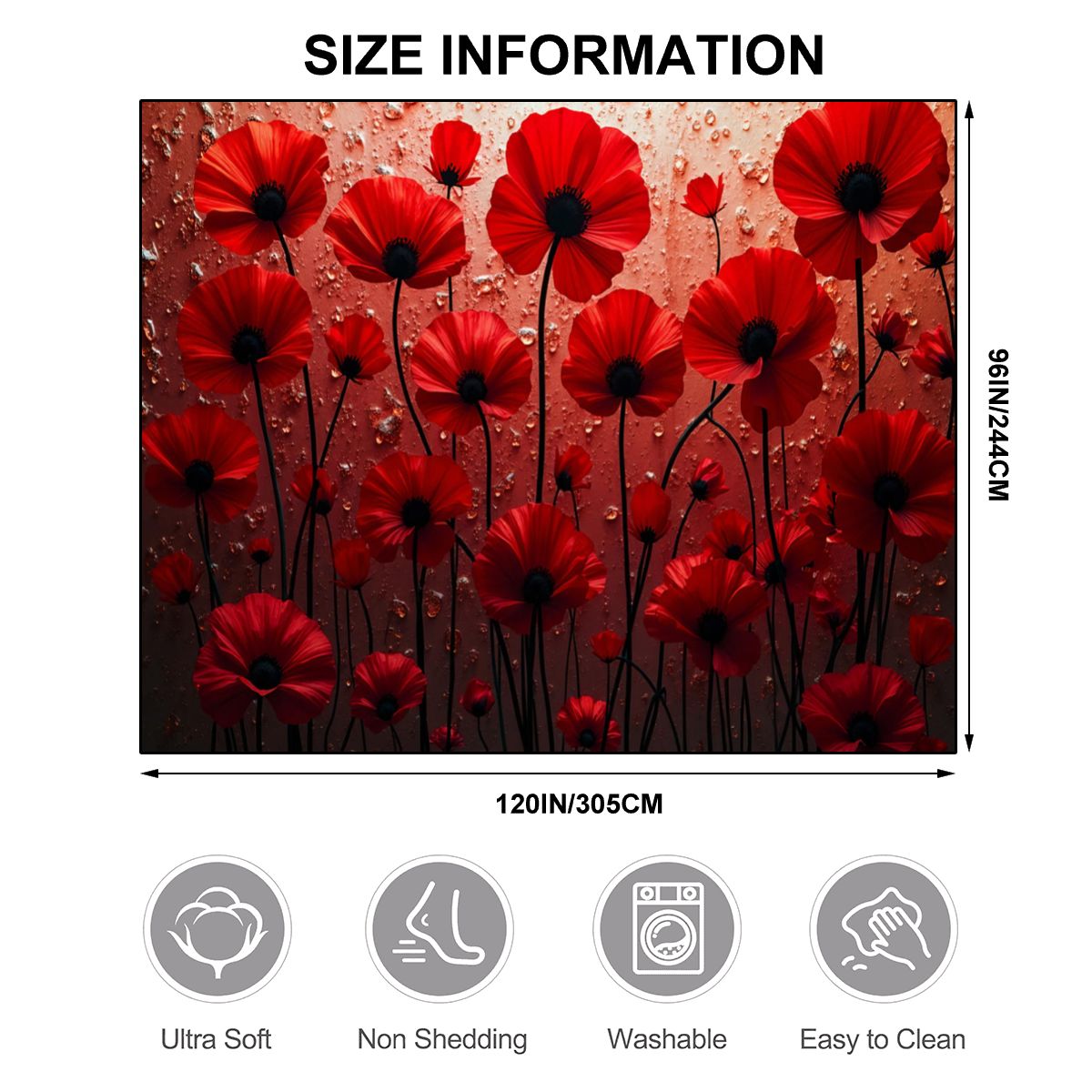 Luxury Red Floral Area Rug - Rugs & Mats - VibVie