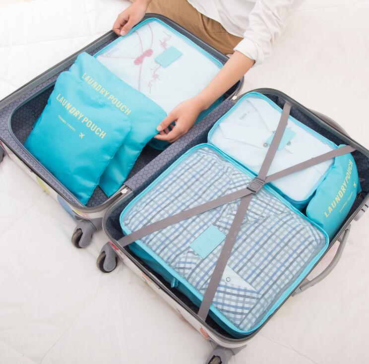 6Pcs/set Packing Cube Travel Bags Portable Large Capacity Clothing Sorting Organizer Luggage Accessories Supplies Product -  - VibVie