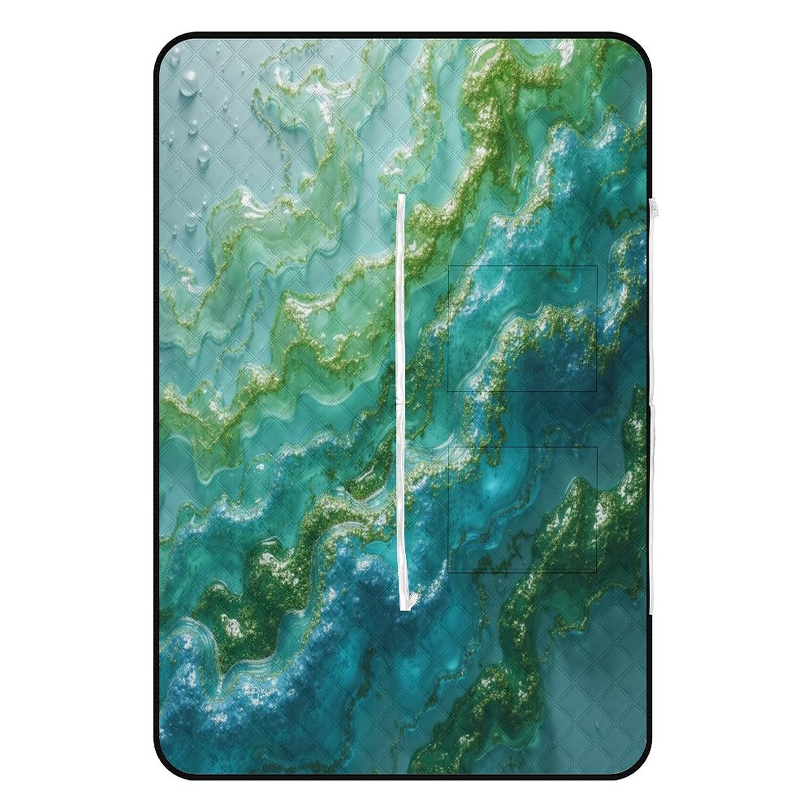 Aqua Marble Picnic Blanket Bag - Modern Convertible Outdoor Mat