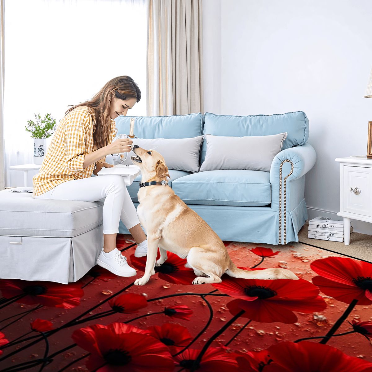 Luxury Red Floral Area Rug - Rugs & Mats - VibVie