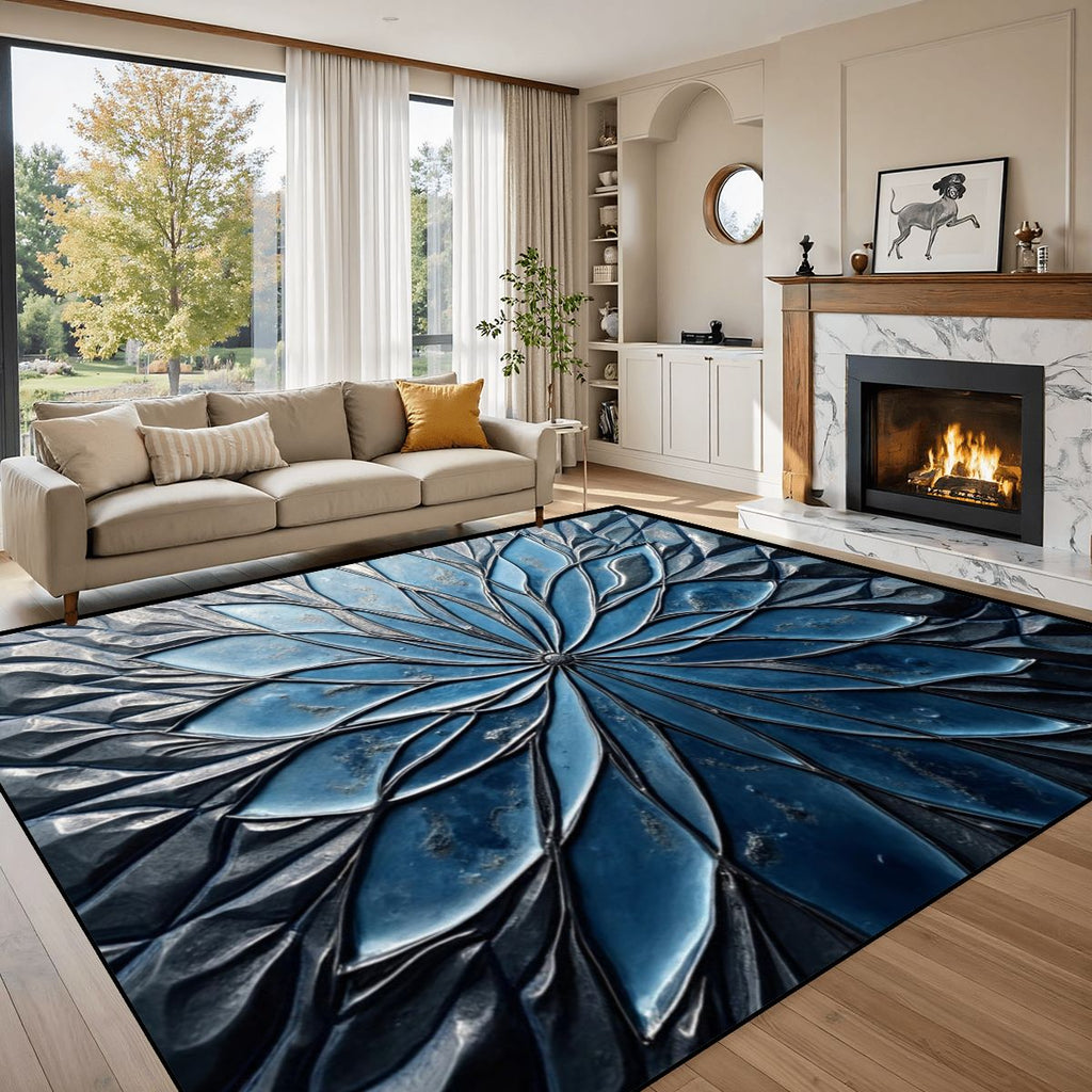Velvet Navy Shimmer Area Rug - Rugs & Mats - VibVie