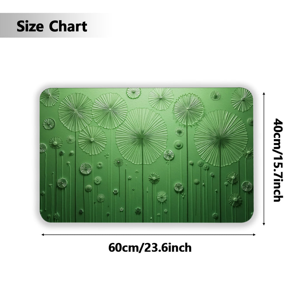 Abstract Green Floral Doormat – Modern Non-Slip Entryway Mat - Area Rug - VibVie Rug