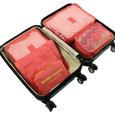 6Pcs/set Packing Cube Travel Bags Portable Large Capacity Clothing Sorting Organizer Luggage Accessories Supplies Product -  - VibVie