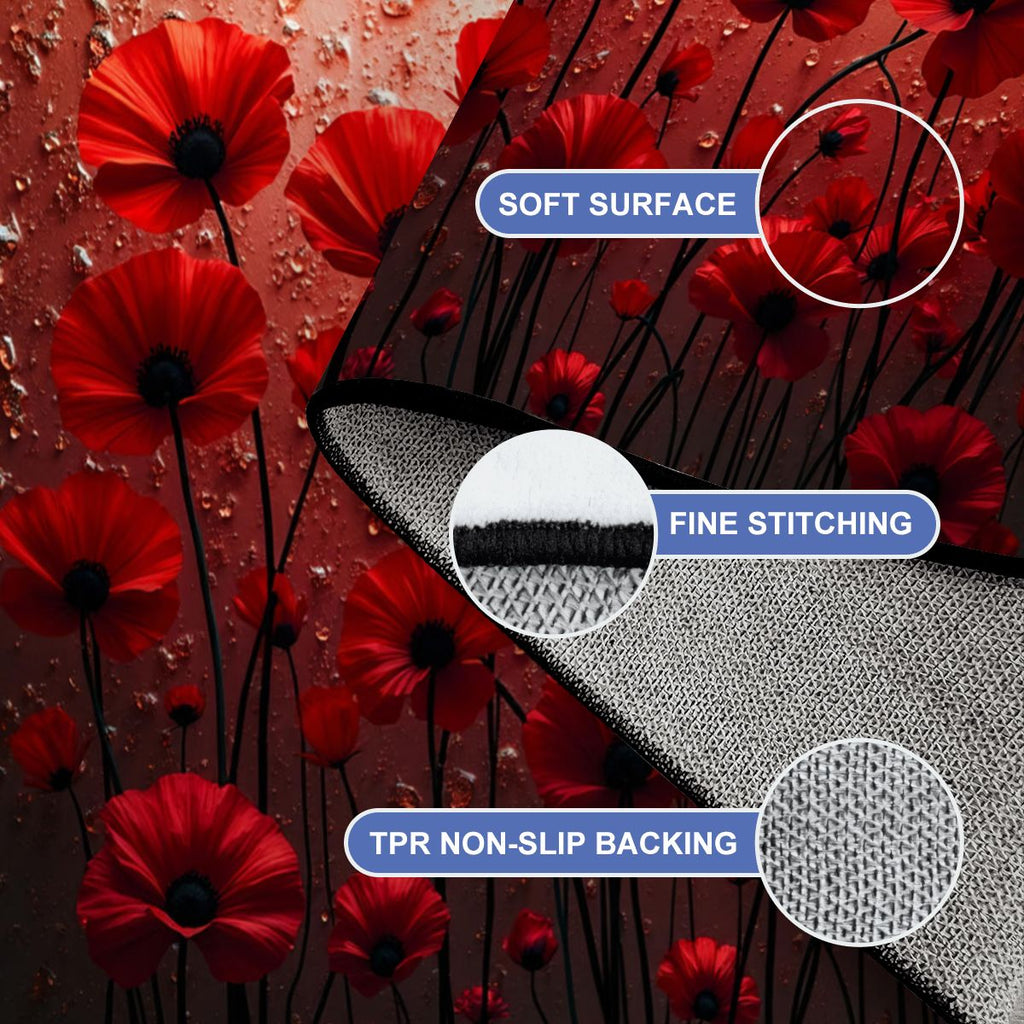 Luxury Red Floral Area Rug - Rugs & Mats - VibVie