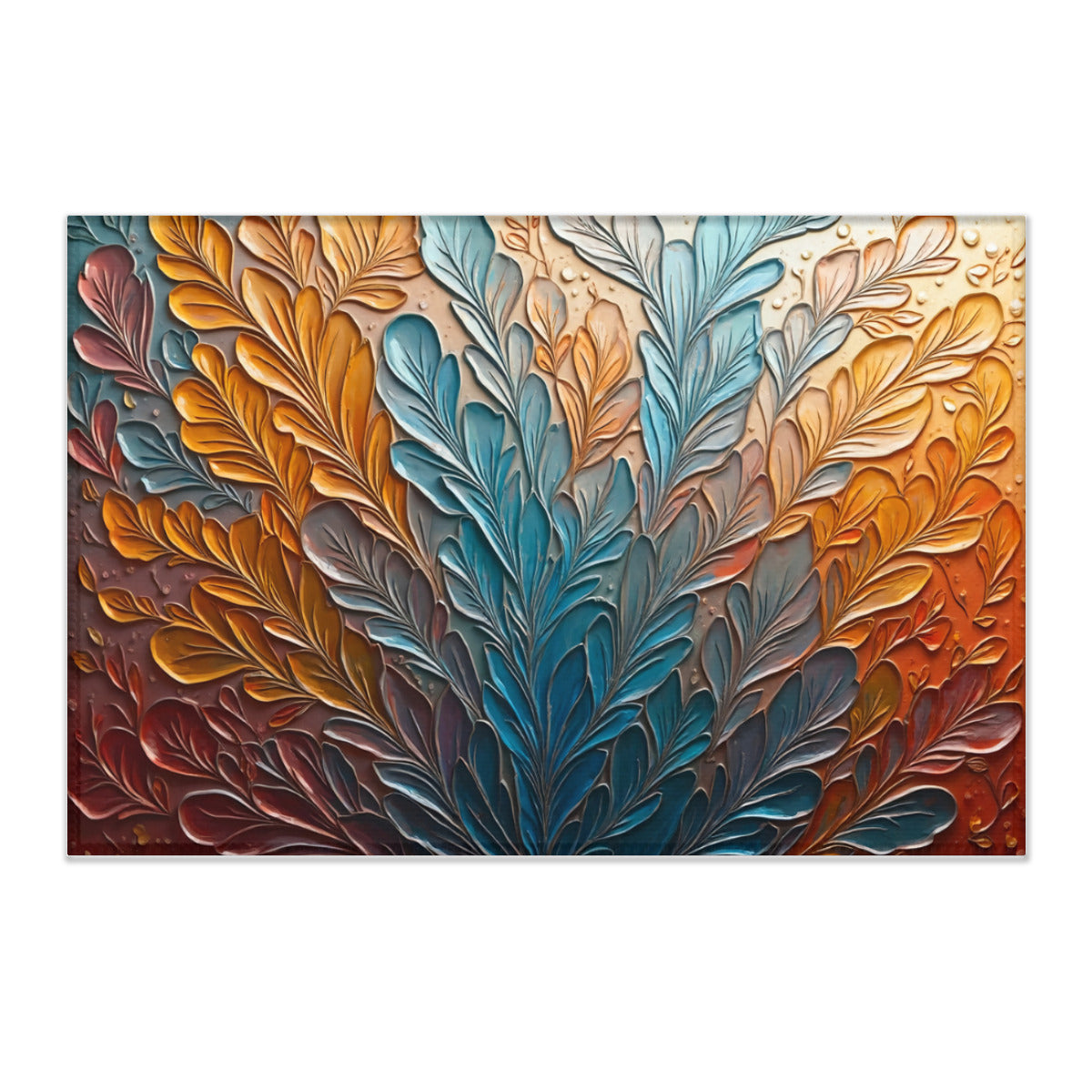 TerraFlow Contemporary - Gradient Floral Design in Red, Orange and Blue - Area Rug - Printdoors - Area Rug