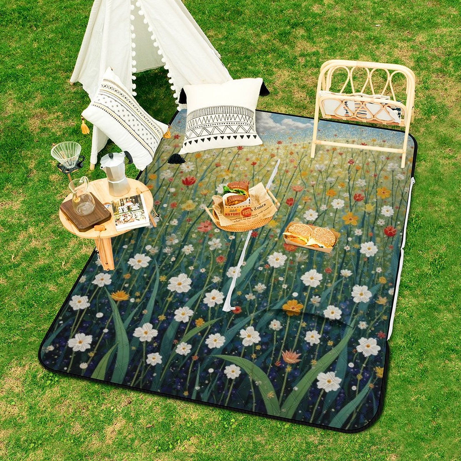 Wildflower Meadow Picnic Blanket Bag - Convertible Outdoor Mat