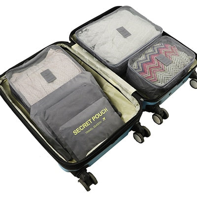 6Pcs/set Packing Cube Travel Bags Portable Large Capacity Clothing Sorting Organizer Luggage Accessories Supplies Product -  - VibVie