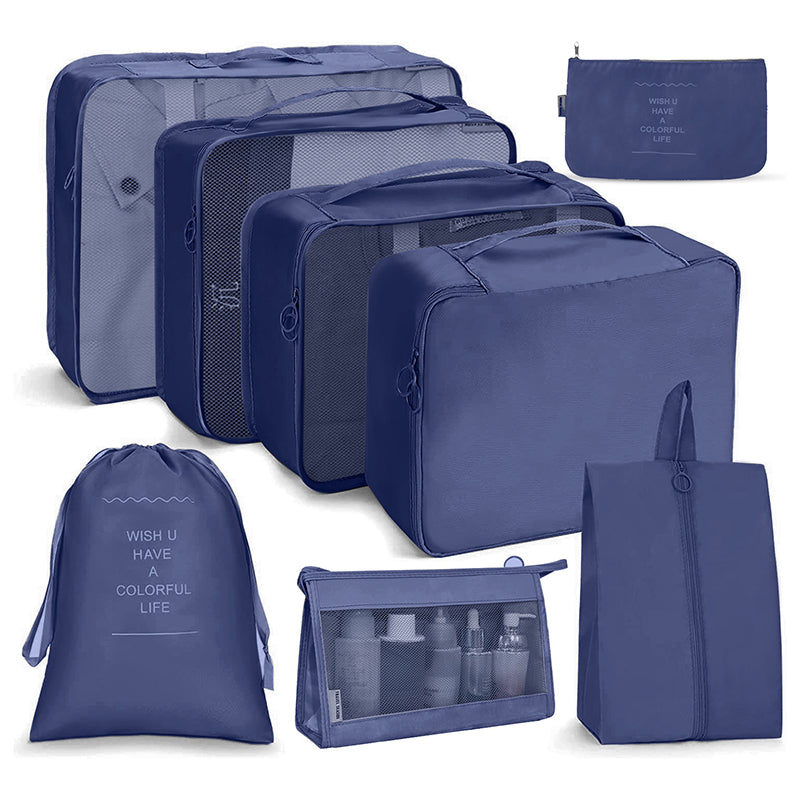 8Pcs/set Packing Cubes Luggage Organizer Bags Travel Suitcases Organizers Luggage Cubes with Toiletry Bag and Shoes Bag -  - VibVie
