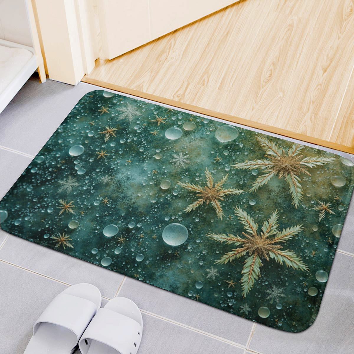 AquaGlow Snowflake Doormat - Non-Slip Entryway Rug - Area Rug - VibVie