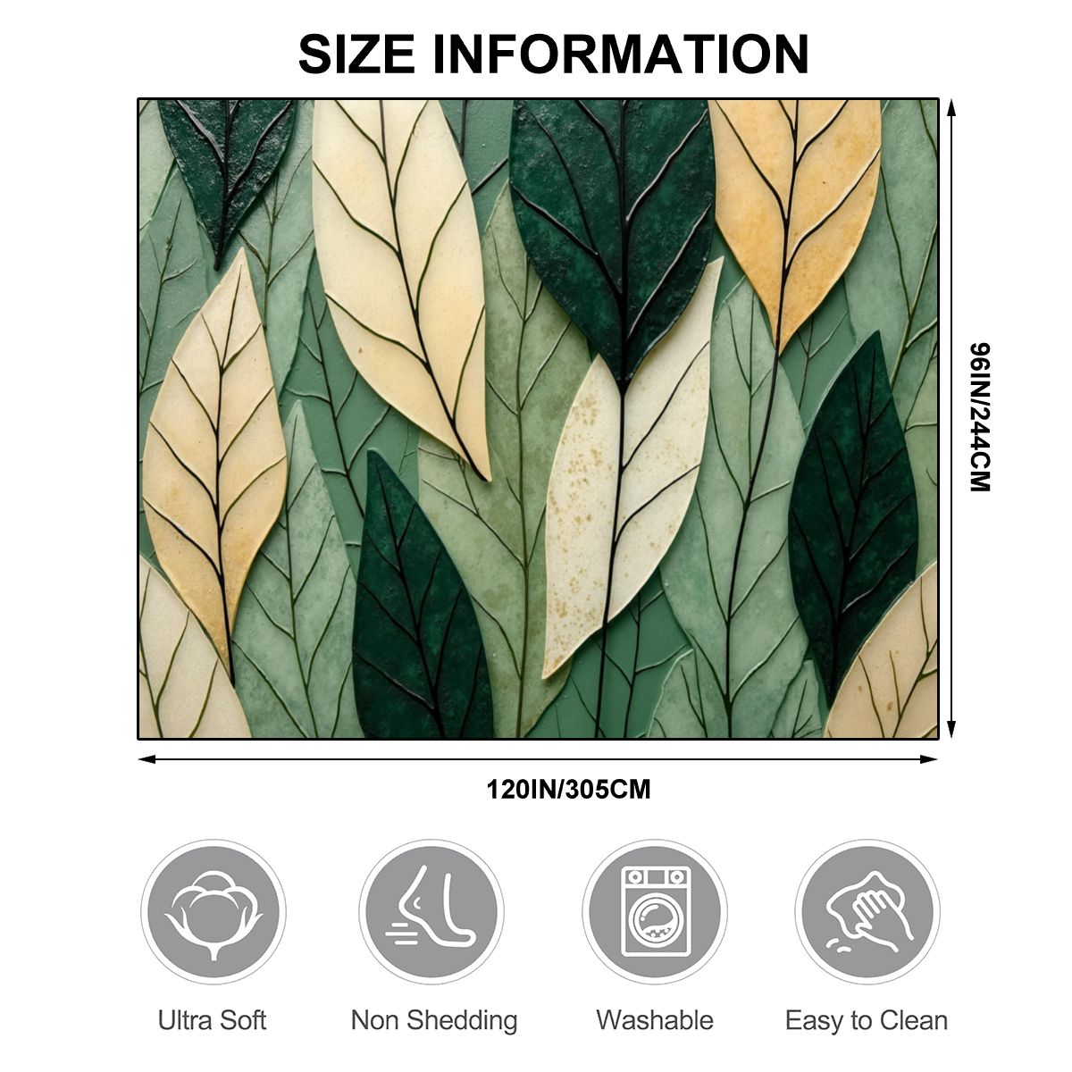Lush Green Leaf Pattern Area Rug - Rugs & Mats - VibVie