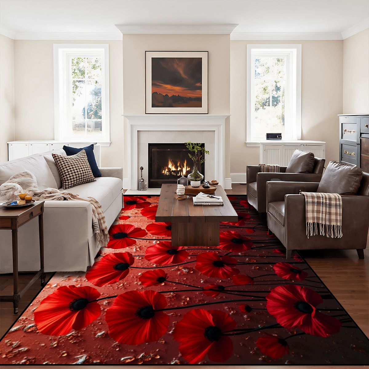 Luxury Red Floral Area Rug - Rugs & Mats - VibVie