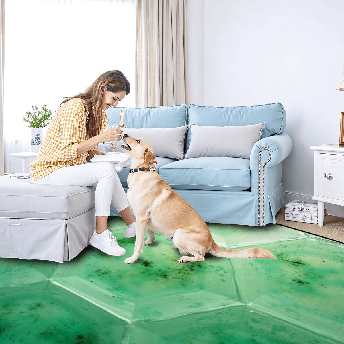 Luminous Green Abstract Accent Rug - Rugs & Mats - VibVie