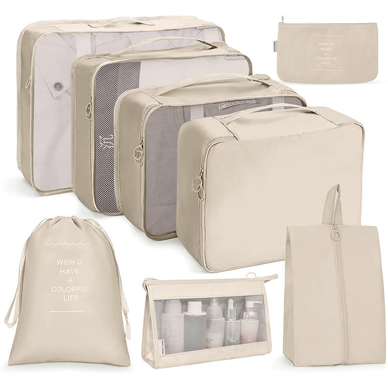 8Pcs/set Packing Cubes Luggage Organizer Bags Travel Suitcases Organizers Luggage Cubes with Toiletry Bag and Shoes Bag -  - VibVie