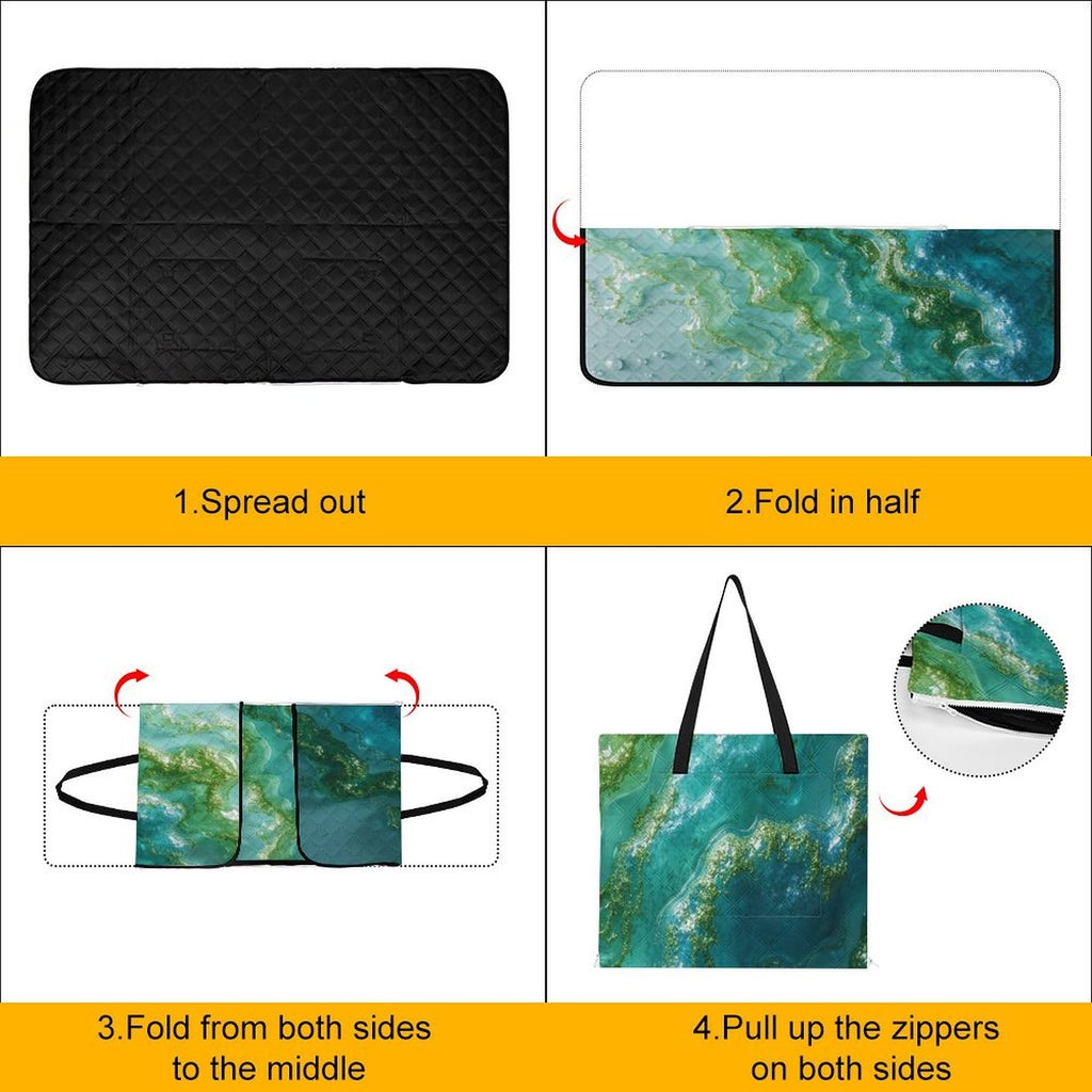 Aqua Marble Picnic Blanket Bag - Modern Convertible Outdoor Mat