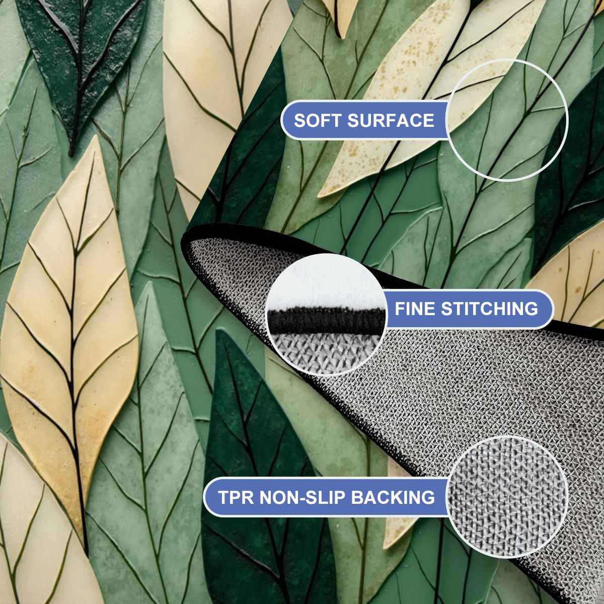Lush Green Leaf Pattern Area Rug - Rugs & Mats - VibVie