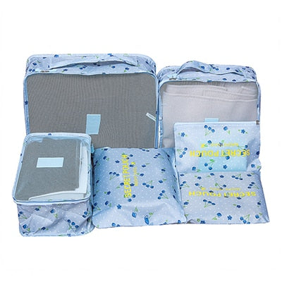 6Pcs/set Packing Cube Travel Bags Portable Large Capacity Clothing Sorting Organizer Luggage Accessories Supplies Product -  - VibVie