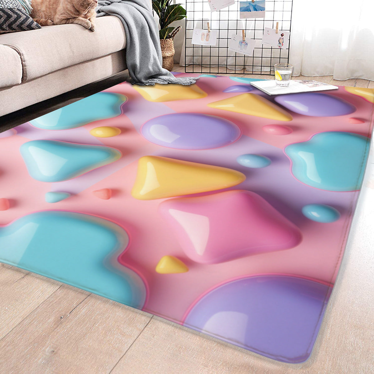 Candy Pop 3D Rug - Modern Pastel Playroom Area Rug - Area Rug - VibVie