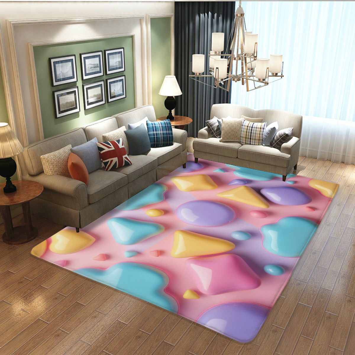 Candy Pop 3D Rug - Modern Pastel Playroom Area Rug - Area Rug - VibVie
