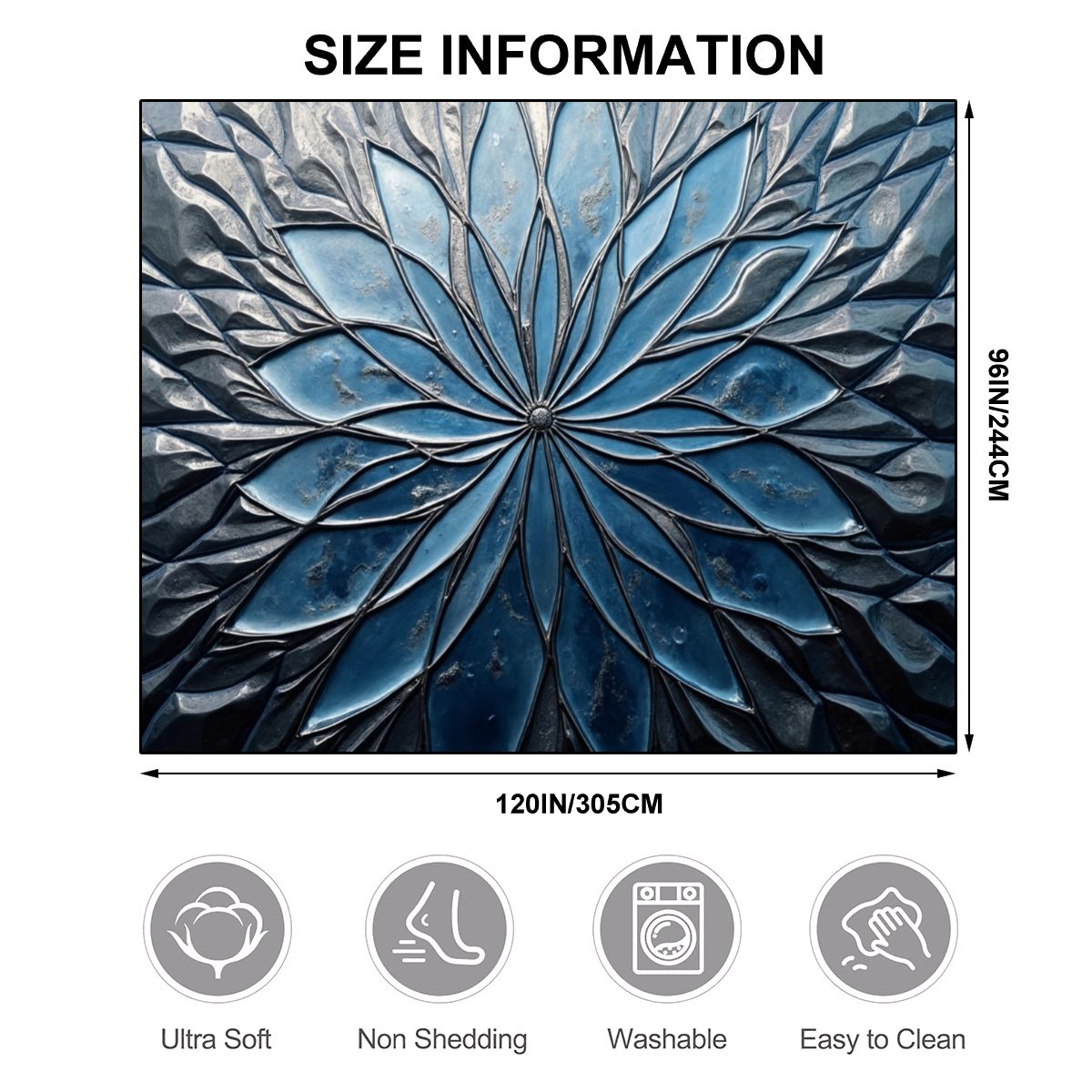 Velvet Navy Shimmer Area Rug - Rugs & Mats - VibVie