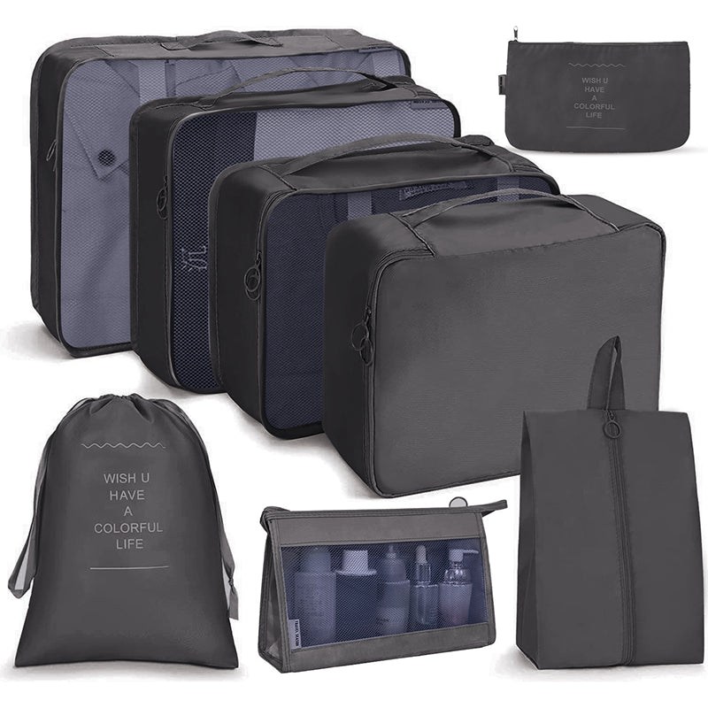 8Pcs/set Packing Cubes Luggage Organizer Bags Travel Suitcases Organizers Luggage Cubes with Toiletry Bag and Shoes Bag -  - VibVie