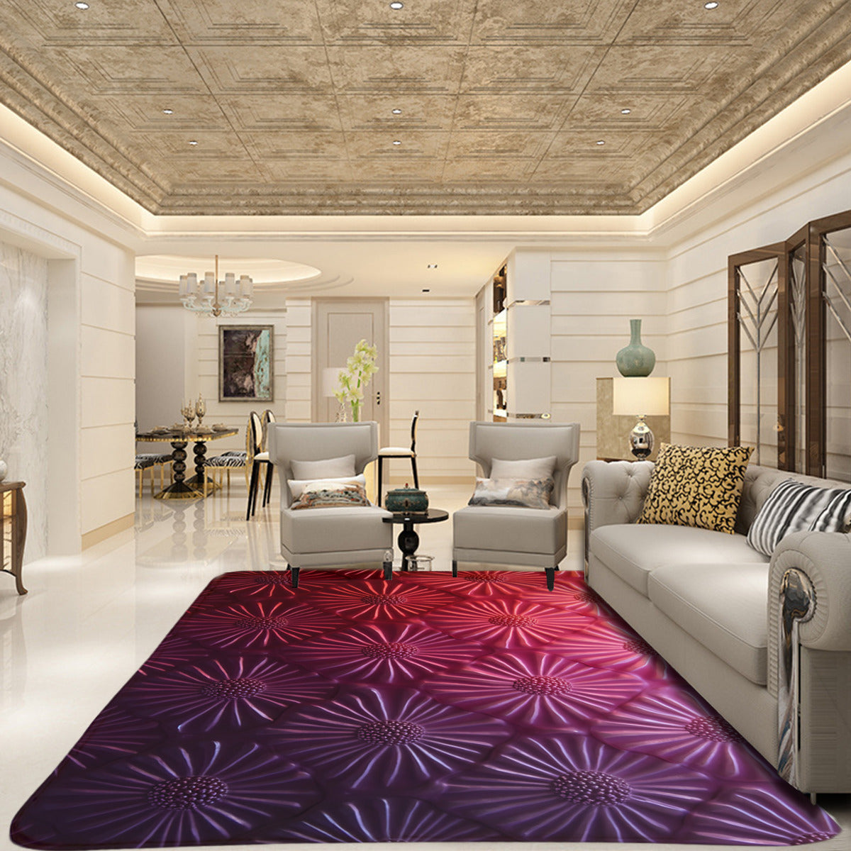 Crimson Bloom Radiance Area Rug - Area Rug - VibVie