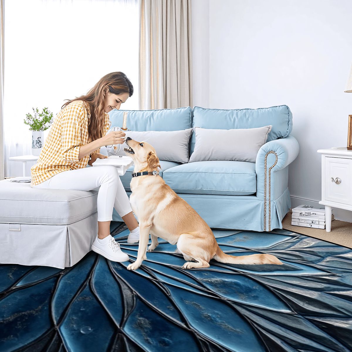 Velvet Navy Shimmer Area Rug - Rugs & Mats - VibVie