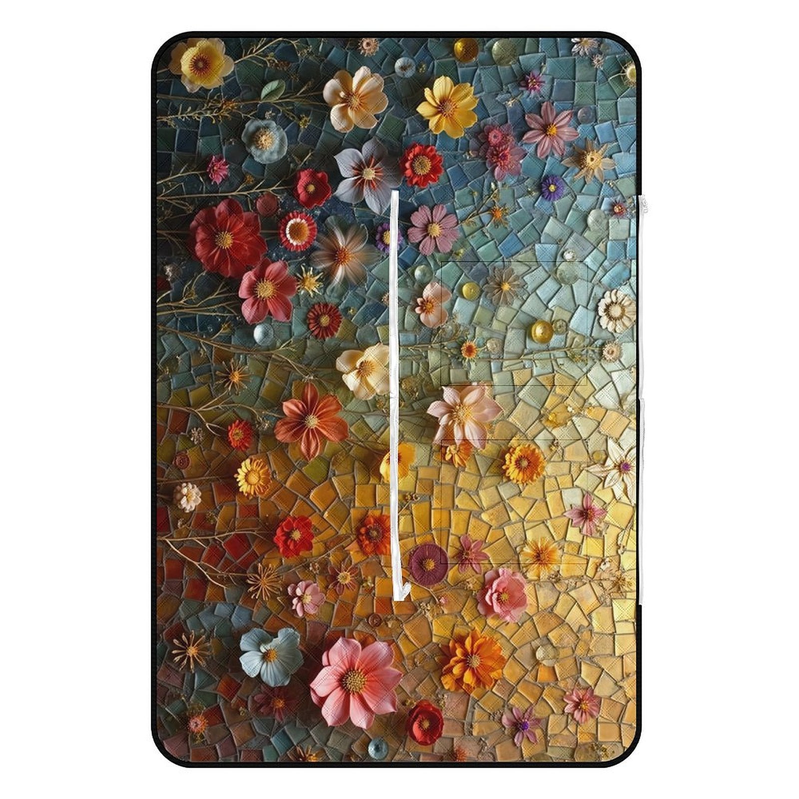 Mosaic Bloom Picnic Blanket Bag - Artful Convertible Outdoor Mat