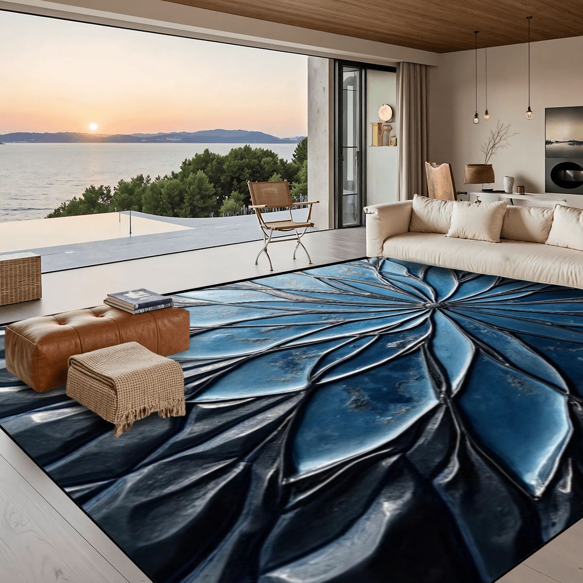 Velvet Navy Shimmer Area Rug - Rugs & Mats - VibVie