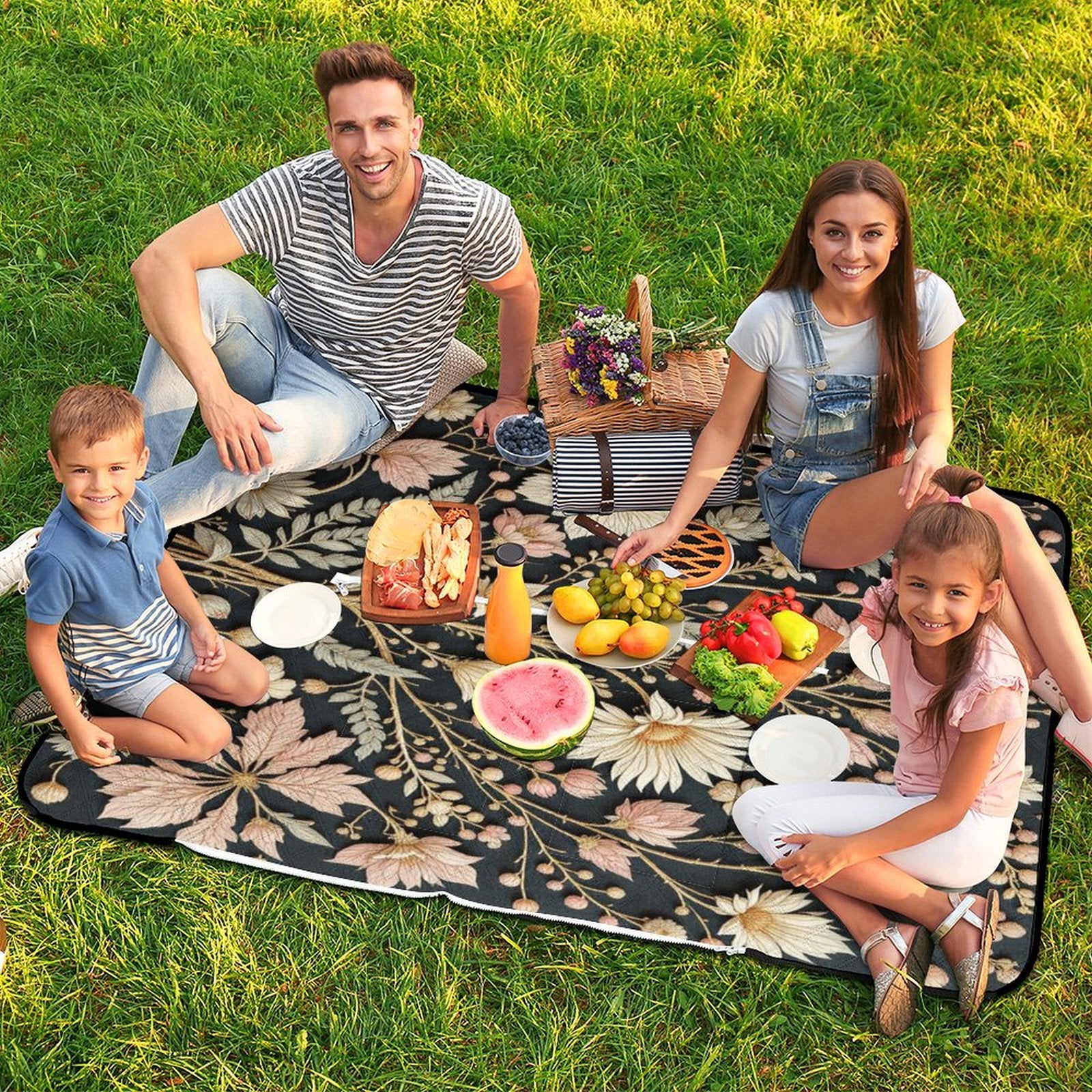 Vintage Bloom Picnic Blanket Bag - Elegant Convertible Mat