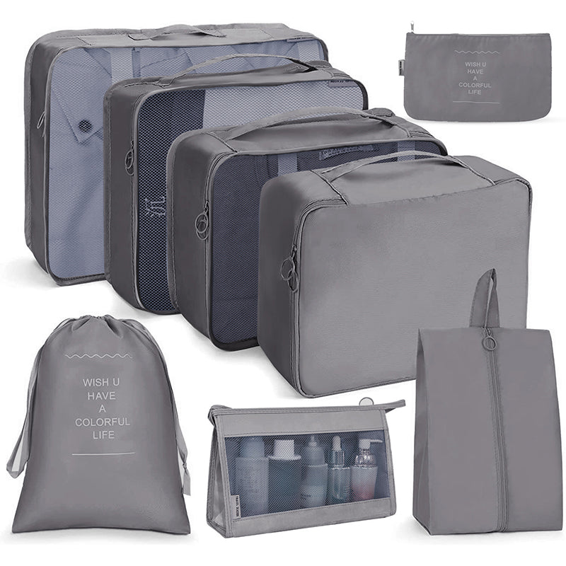 8Pcs/set Packing Cubes Luggage Organizer Bags Travel Suitcases Organizers Luggage Cubes with Toiletry Bag and Shoes Bag -  - VibVie