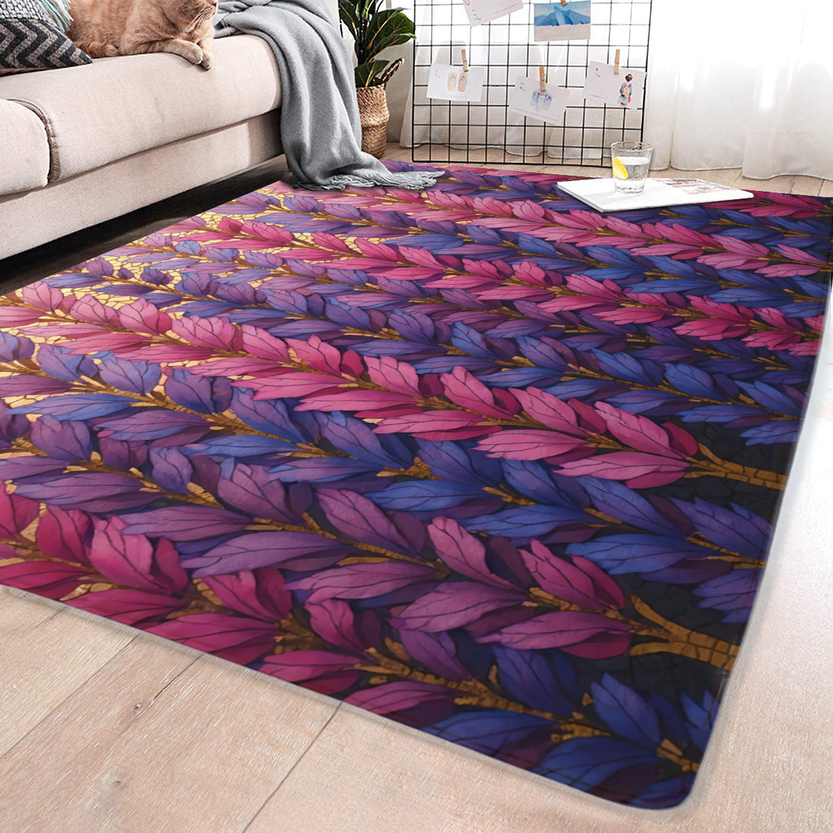 Amethyst Leaf Rug - Modern Botanical Area Rug - Area Rug - VibVie