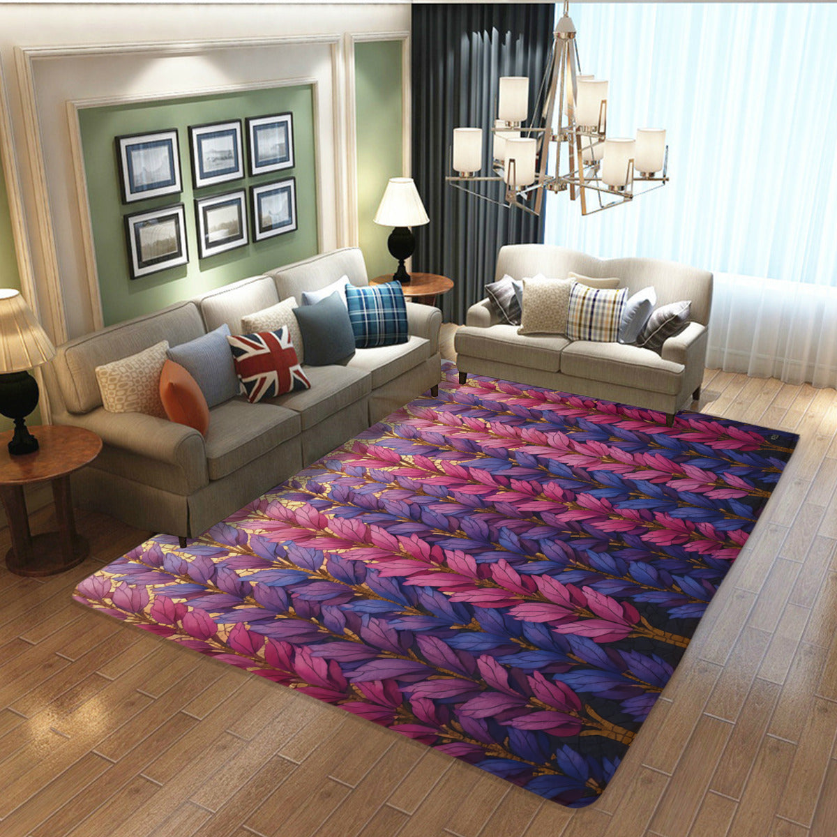 Amethyst Leaf Rug - Modern Botanical Area Rug - Area Rug - VibVie