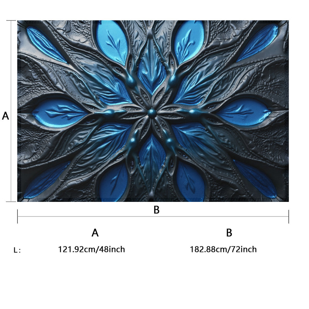 SpectraBlue Art - Abstract Floral Metallic Blue Area Rug for Living Room - Area Rug - Printdoors - Area Rug