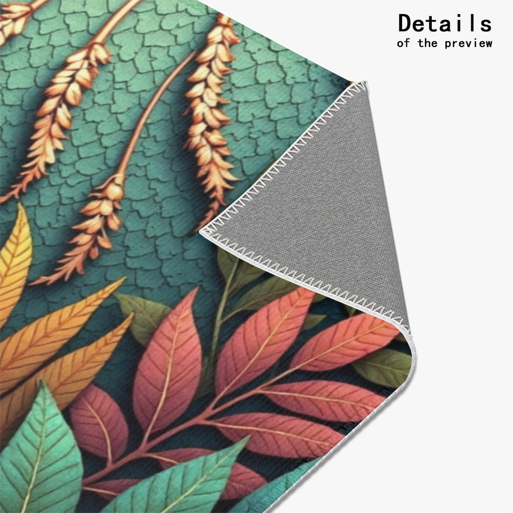 Autumnal Canopy: Botanical Teal Area Rug - Area Rug - VibVie Rug
