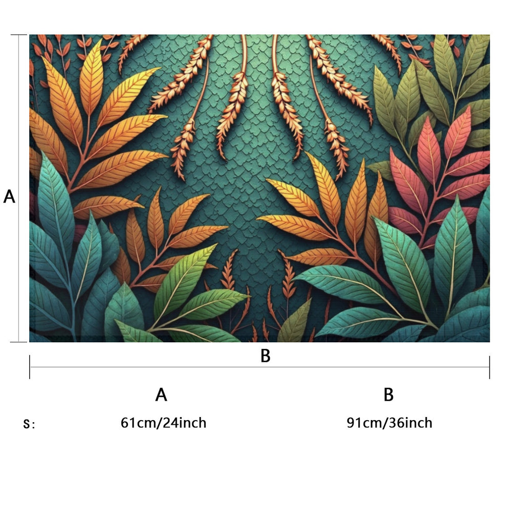 Autumnal Canopy: Botanical Teal Area Rug - Area Rug - VibVie Rug