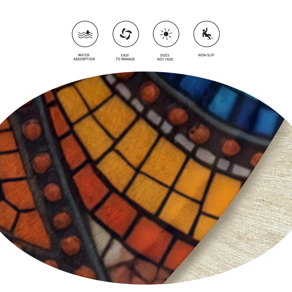 "Prehistoric Mosaic Bloom Round Rug – Vibrant Fossil Pattern Rug - Jurassic Park" - Area Rug - VibVie Rug