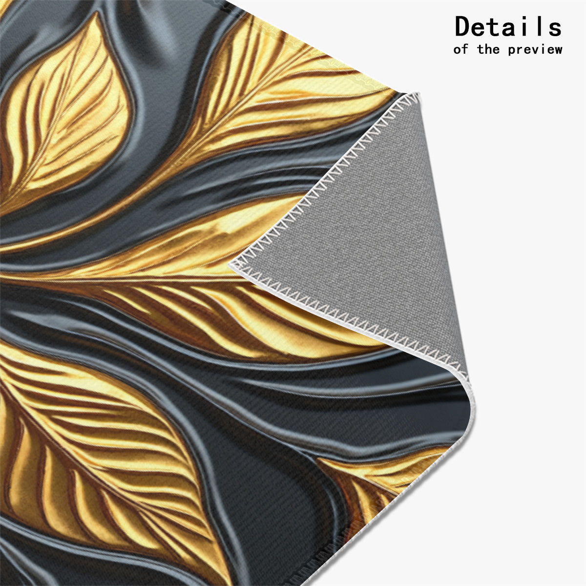 Noir & Gold Art Rug - Contemporary Black and Gold Floral Pattern - Area Rug - Printdoors - Area Rug