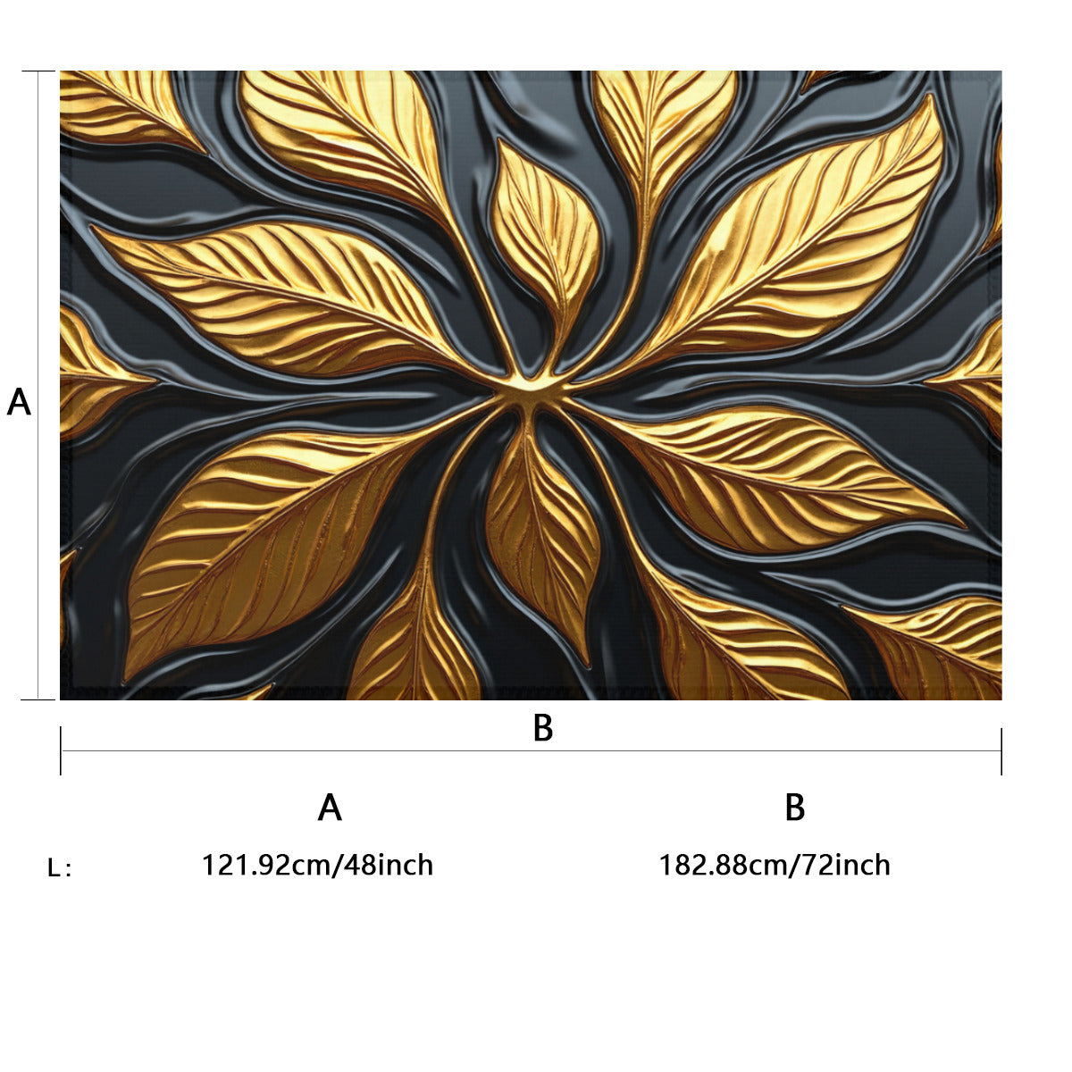 Noir & Gold Art Rug - Contemporary Black and Gold Floral Pattern - Area Rug - Printdoors - Area Rug
