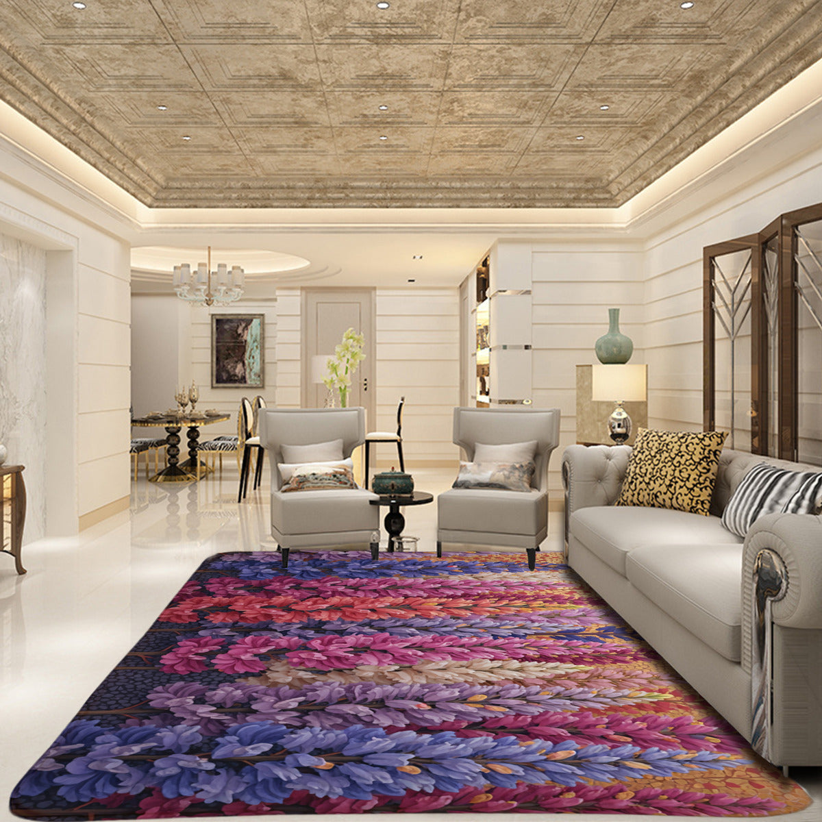 Lupine Field Area Rug - Floral Design - Area Rug - VibVie