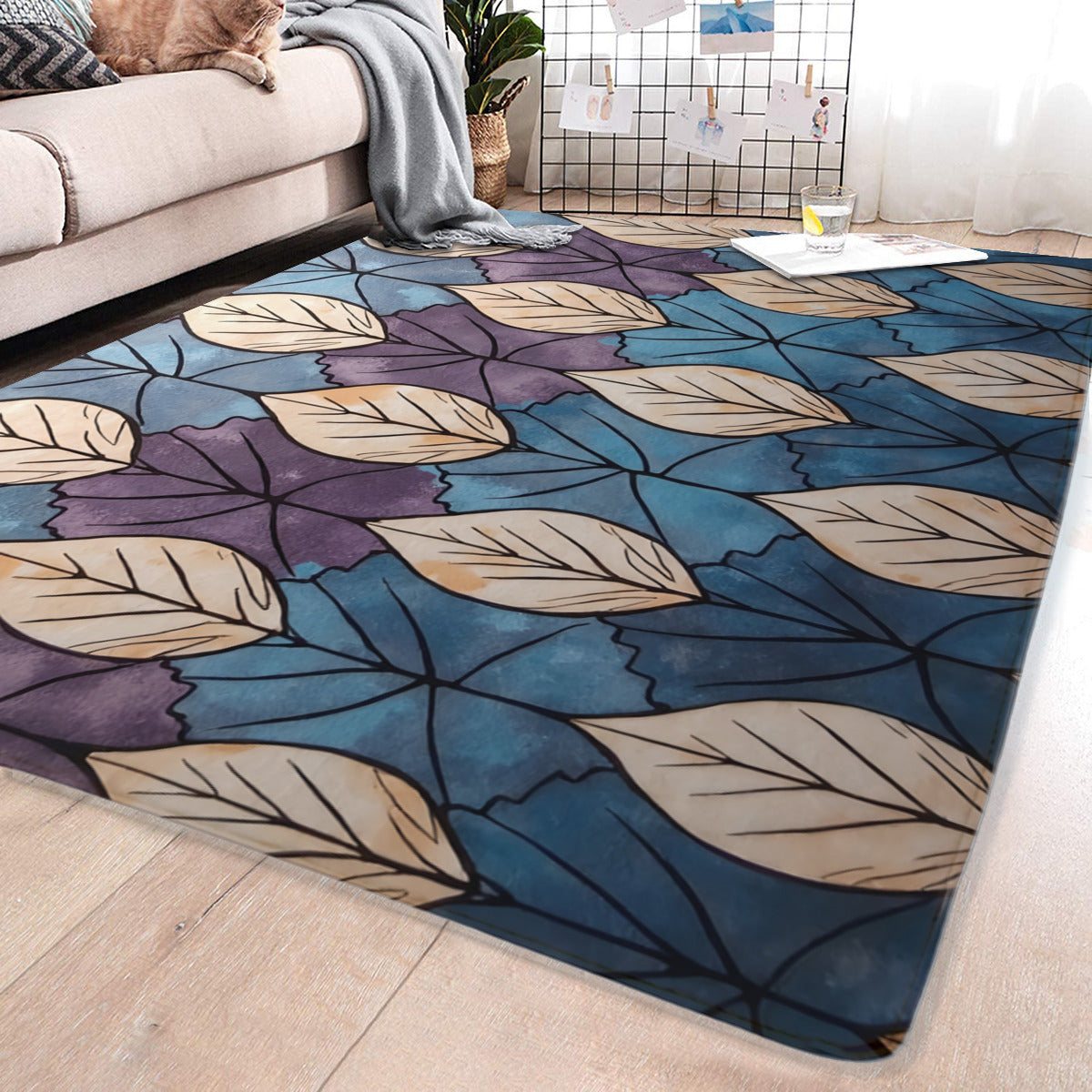 Watercolor Leaf Wash Area Rug - Area Rug - VibVie