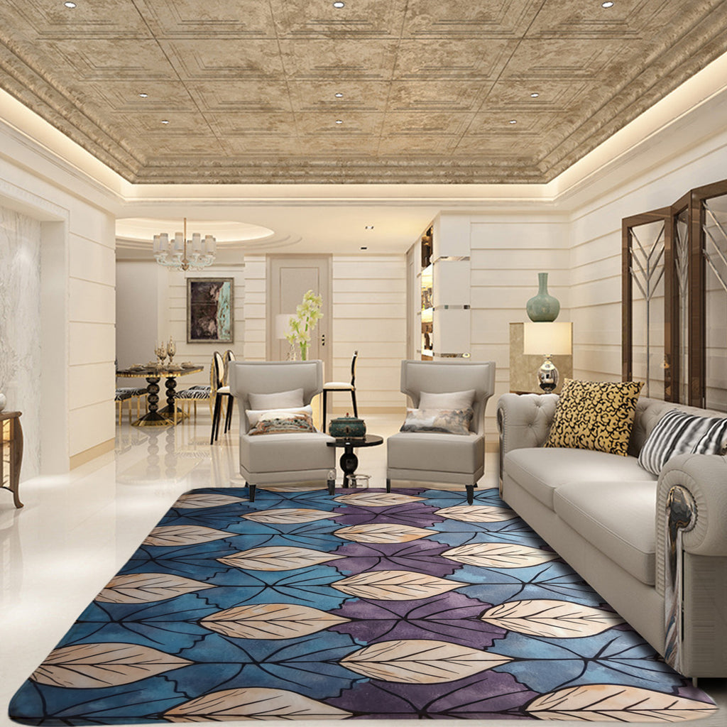 Watercolor Leaf Wash Area Rug - Area Rug - VibVie