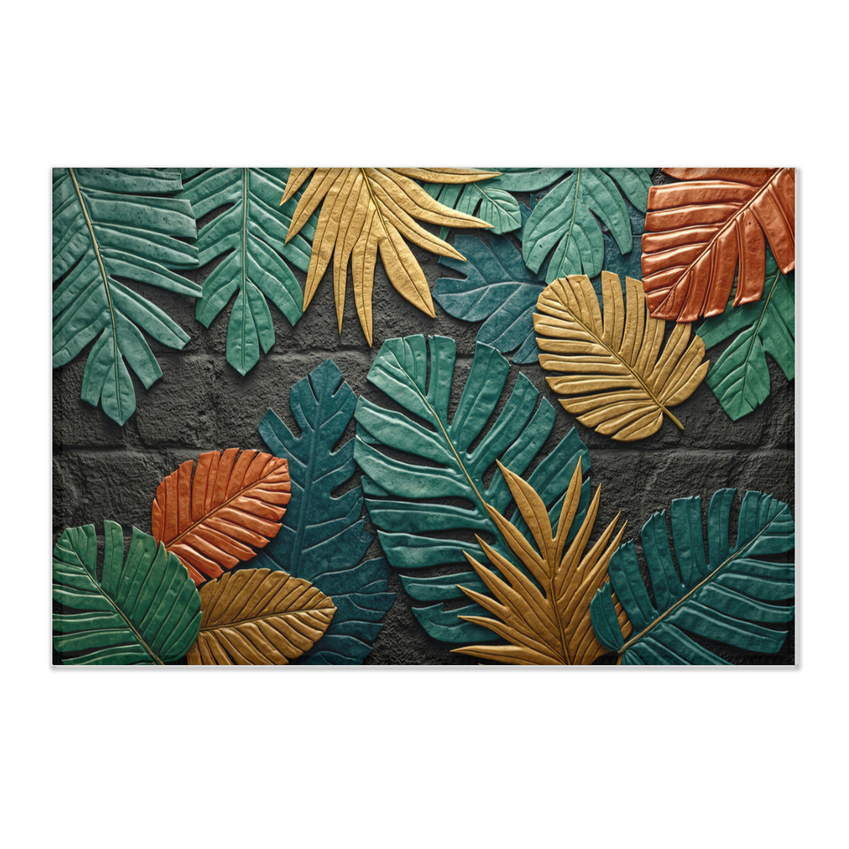 Textured Tropics: 3D Botanical Area Rug - Area Rug - VibVie Rug